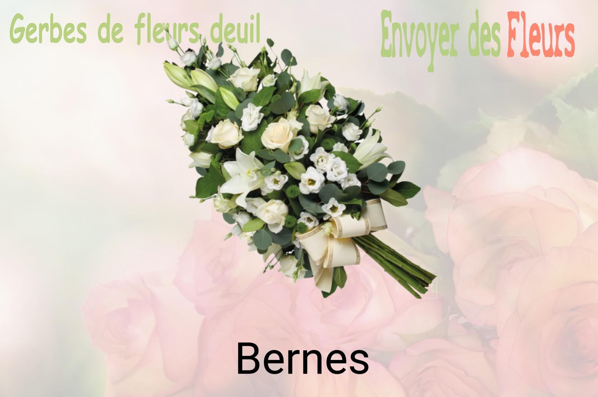 Gerbe de fleurs de deuil livrée à Bernes